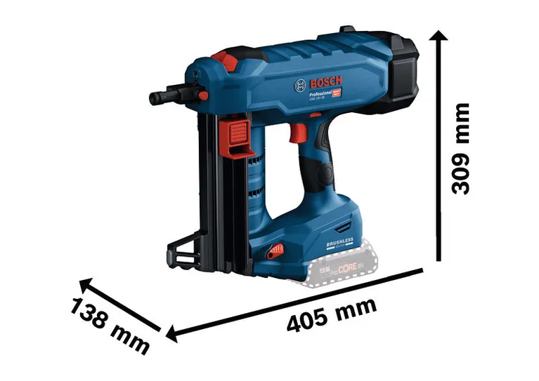 Bosch GNB 18V-38 무선 콘크리트 네일러, 브러시리스.