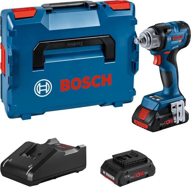 Bosch GDS 18V-330 HC 무선 임팩트 렌치 세트.