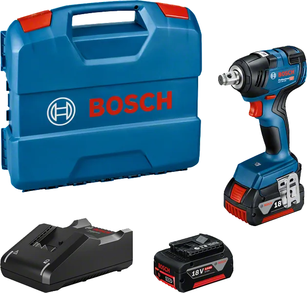 Bosch GDS 18V-200 무선 임팩트 렌치 세트.