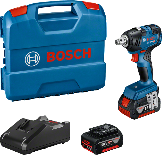 Bosch GDS 18V-200 무선 임팩트 렌치 세트.
