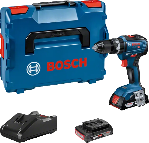 케이스가 포함된 Bosch GSB 18V-55 무선 드릴 세트.