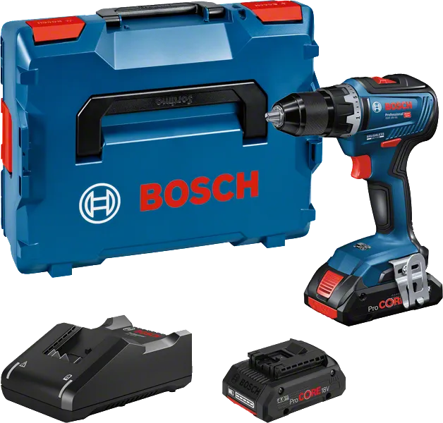 케이스가 포함된 Bosch GSR 18V-55 무선 드릴 세트.
