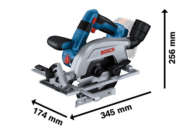 Bosch GKS 18V-57-2 L 무선 원형 톱, 컴팩트한 디자인.