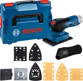 Bosch GSS 10.8V-13 무선 샌더, 액세서리 및 케이스 포함.