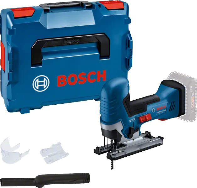 케이스가 포함된 Bosch GST 18V-125 S 무선 톱.