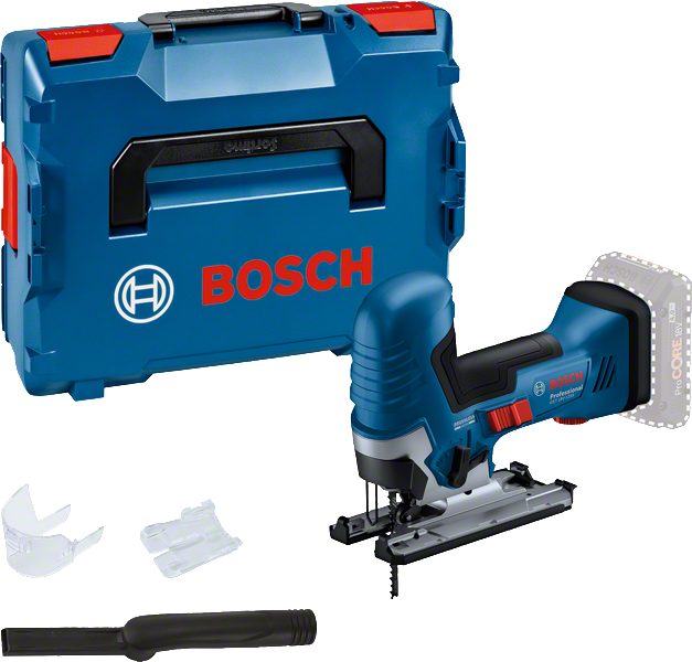 케이스가 포함된 Bosch GST 18V-125 S 무선 톱.