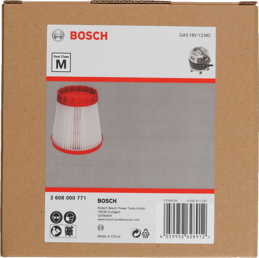 Bosch M급 필터 158x158x160mm (GAS 18V-12 MC용).