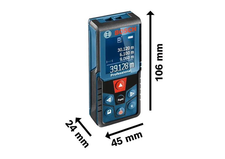디지털 디스플레이가 장착된 Bosch GLM 400 레이저 측정기.