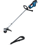 스트랩이 달린 Bosch GRT 18V-33 무선 잔디 트리머.
