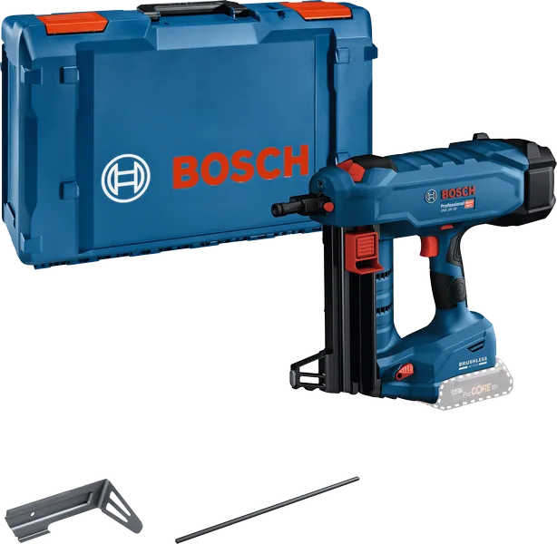 케이스가 포함된 Bosch GNB 18V-38 무선 네일러.