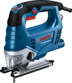 인체공학적 손잡이가 달린 Bosch GST 750 퍼즐 톱.