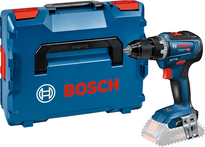 휴대용 케이스가 포함된 Bosch GSR 18V-55 무선 드릴.