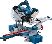 슬라이딩 암이 장착된 Bosch GCM 18V-216 무선 마이터 톱.