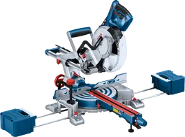 슬라이딩 레일이 장착된 Bosch GCM 305-216 D 마이터 톱.