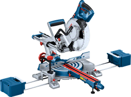 슬라이딩 레일이 장착된 Bosch GCM 305-216 D 마이터 톱.