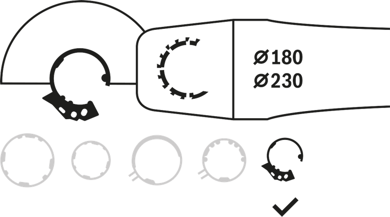 180mm 및 230mm 각도 연삭기용 Bosch 조합 가드 클램프 피팅.