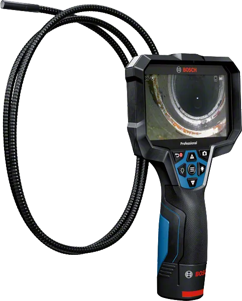 GIC 5-27 C 5인치 디스플레이가 장착된 Bosch GIC 12V-5-27 C 검사 카메라.