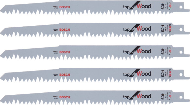 Bosch S 1531 L 목재용 톱날, 길이 240mm.