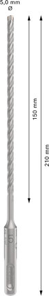 PRO SDS plus-5X 해머 드릴 비트, 5 x 150 x 210mm PRO SDS plus-5X 해머 드릴 비트, 5 x 150 x 210mm