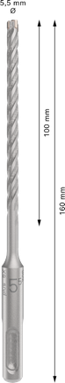 PRO SDS plus-5X 해머 드릴 비트, 5.5 x 100 x 160mm PRO SDS plus-5X 해머 드릴 비트, 5.5 x 100 x 160mm