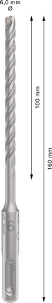 PRO SDS plus-5X 해머 드릴 비트, 6 x 100 x 160mm PRO SDS plus-5X 해머 드릴 비트, 6 x 100 x 160mm