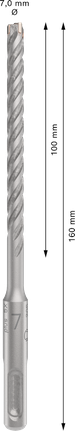 PRO SDS plus-5X 해머 드릴 비트, 7 x 100 x 160mm PRO SDS plus-5X 해머 드릴 비트, 7 x 100 x 160mm