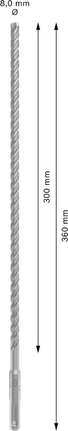 PRO SDS plus-5X 해머 드릴 비트, 8 x 300 x 360mm PRO SDS plus-5X 해머 드릴 비트, 8 x 300 x 360mm