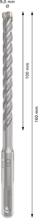 PRO SDS plus-5X 해머 드릴 비트, 9 x 100 x 160mm PRO SDS plus-5X 해머 드릴 비트, 9 x 100 x 160mm