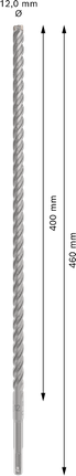 PRO SDS plus-5X 해머 드릴 비트, 12 x 400 x 460mm PRO SDS plus-5X 해머 드릴 비트, 12 x 400 x 460mm