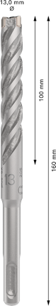PRO SDS plus-5X 해머 드릴 비트, 13 x 100 x 160mm PRO SDS plus-5X 해머 드릴 비트, 13 x 100 x 160mm