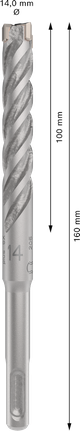 PRO SDS plus-5X 해머 드릴 비트, 14 x 100 x 160mm PRO SDS plus-5X 해머 드릴 비트, 14 x 100 x 160mm