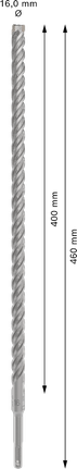 PRO SDS plus-5X 해머 드릴 비트, 16 x 400 x 460mm PRO SDS plus-5X 해머 드릴 비트, 16 x 400 x 460mm