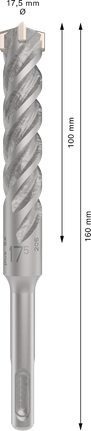 PRO SDS plus-5X 해머 드릴 비트, 17.5 x 100 x 160mm PRO SDS plus-5X 해머 드릴 비트, 17.5 x 100 x 160mm