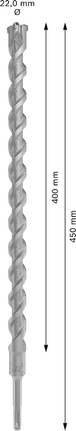 PRO SDS plus-5X 해머 드릴 비트, 22 x 400 x 450mm PRO SDS plus-5X 해머 드릴 비트, 22 x 400 x 450mm