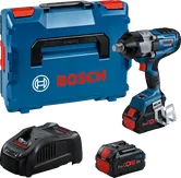 배터리와 충전기가 포함된 Bosch GDS 18V-1600 임팩트 렌치 세트.