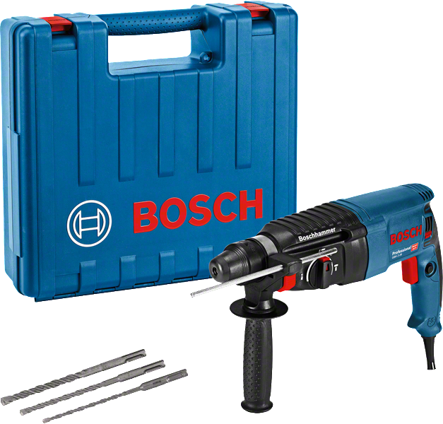 케이스와 비트가 포함된 Bosch GBH 2-26 로터리 해머 드릴.