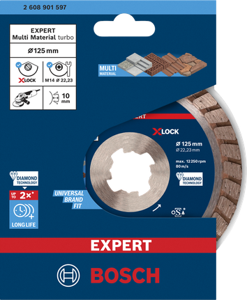 Bosch EXPERT MultiMaterial X-LOCK 다이아몬드 커팅 디스크 125×22.23mm.