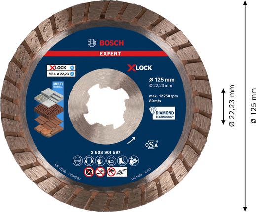 Bosch EXPERT MultiMaterial X-LOCK 다이아몬드 절단 디스크 125mm.