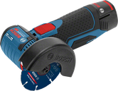 카바이드 멀티 휠이 장착된 Bosch GWS 12V-76 각도 그라인더.