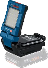 LED 패널이 장착된 Bosch GLI 18V-800 무선 작업 조명.