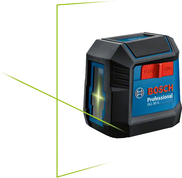 녹색 선이 있는 Bosch GLL 50 G 레이저 레벨링 도구.