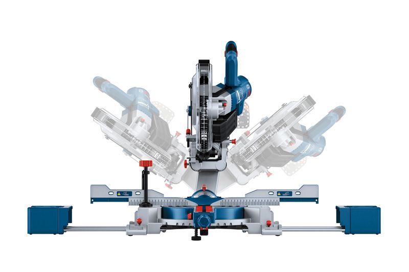 Bosch GCM 18V-254 D 무선 각도절단기 (경사각 조절 기능 포함).