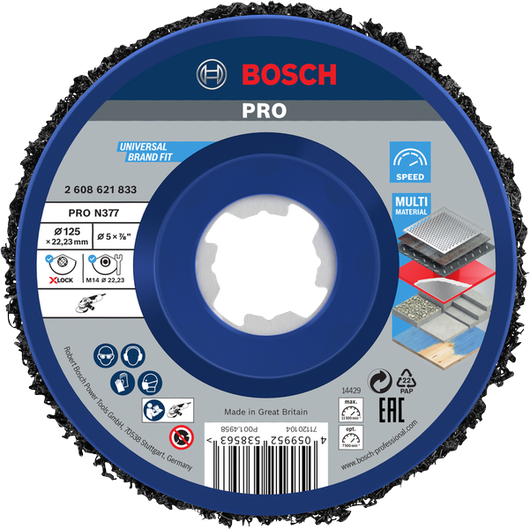PRO N377 클리닝 디스크 Bosch PRO N377 세척 디스크 125mm 다양한 소재에 사용 가능한 X-Lock.