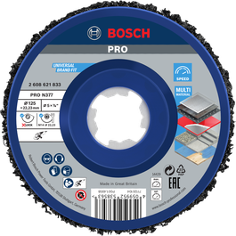 Bosch PRO N377 세척 디스크 125mm 다양한 소재에 사용 가능한 X-Lock.