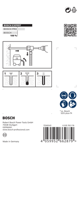 Bosch EXPERT SDS Clean plus-8X 6 x 100 x 225 드릴 비트 세트.