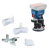 Bosch GKF 18V-8 무선 라우터와 액세서리.