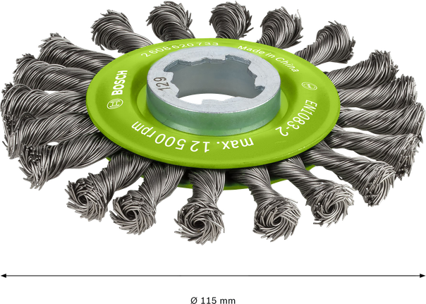 PRO Stainless Steel heavy X-Lock 와이어 휠, 115 x 0.5mm Bosch PRO 스테인리스 스틸 X-Lock 와이어 휠, 115mm.