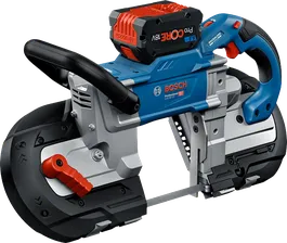 인체공학적 손잡이가 달린 Bosch GCB 18V-127 무선 밴드톱.