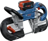 인체공학적 손잡이가 달린 Bosch GCB 18V-127 무선 밴드톱.