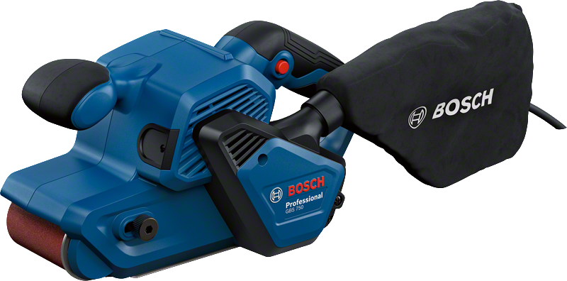 먼지백이 달린 Bosch GBS 750 벨트 샌더.